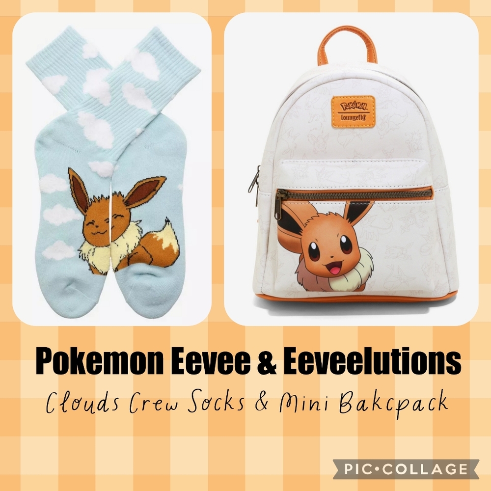LOUNGEFLY Pokemon Eevee Backpack & Socks